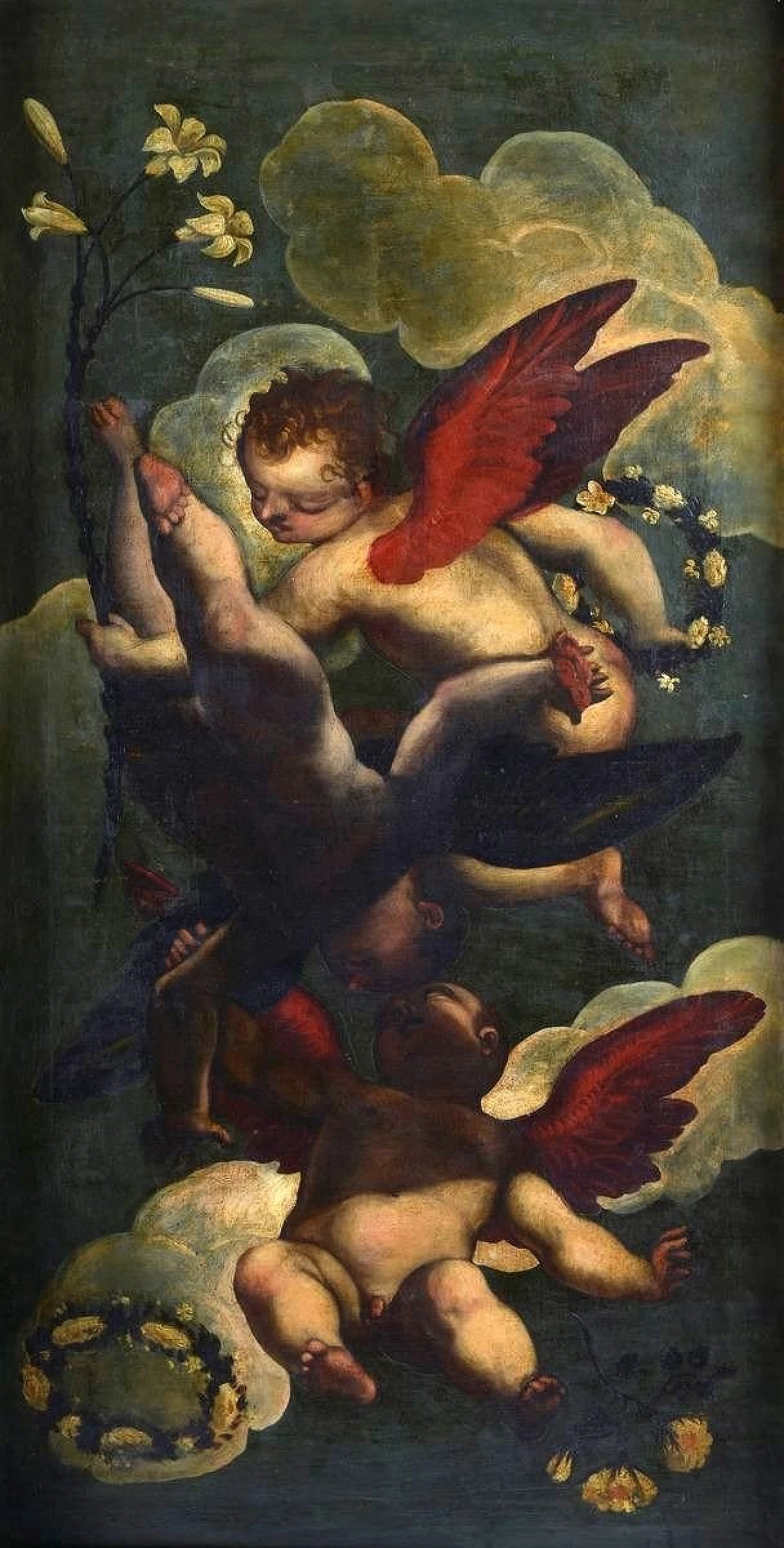 Putti di sotto in su, oil on canvas, 17th century 4