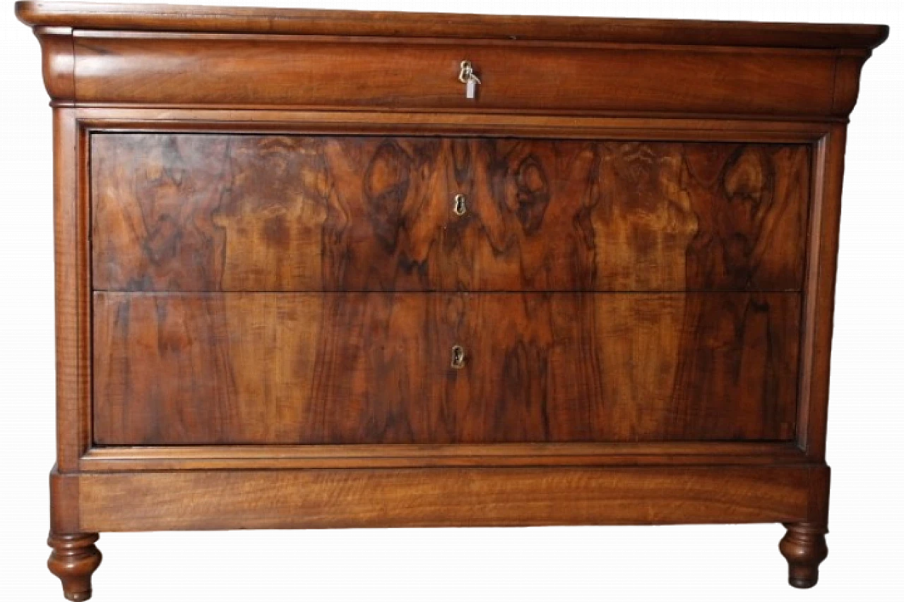 Louis Philippe cappuccino dresser in solid walnut and briarwood, 1840 11