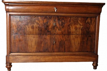 Louis Philippe cappuccino dresser in solid walnut and briarwood, 1840