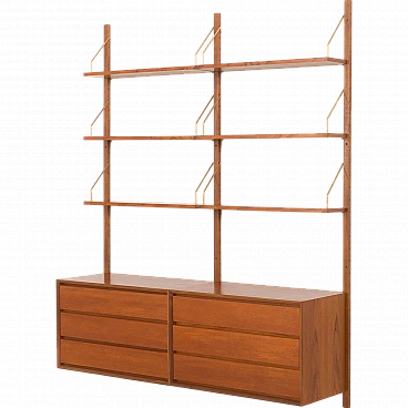 Scandinavian teak wall unit in Kai Kristiansen style, 1960s