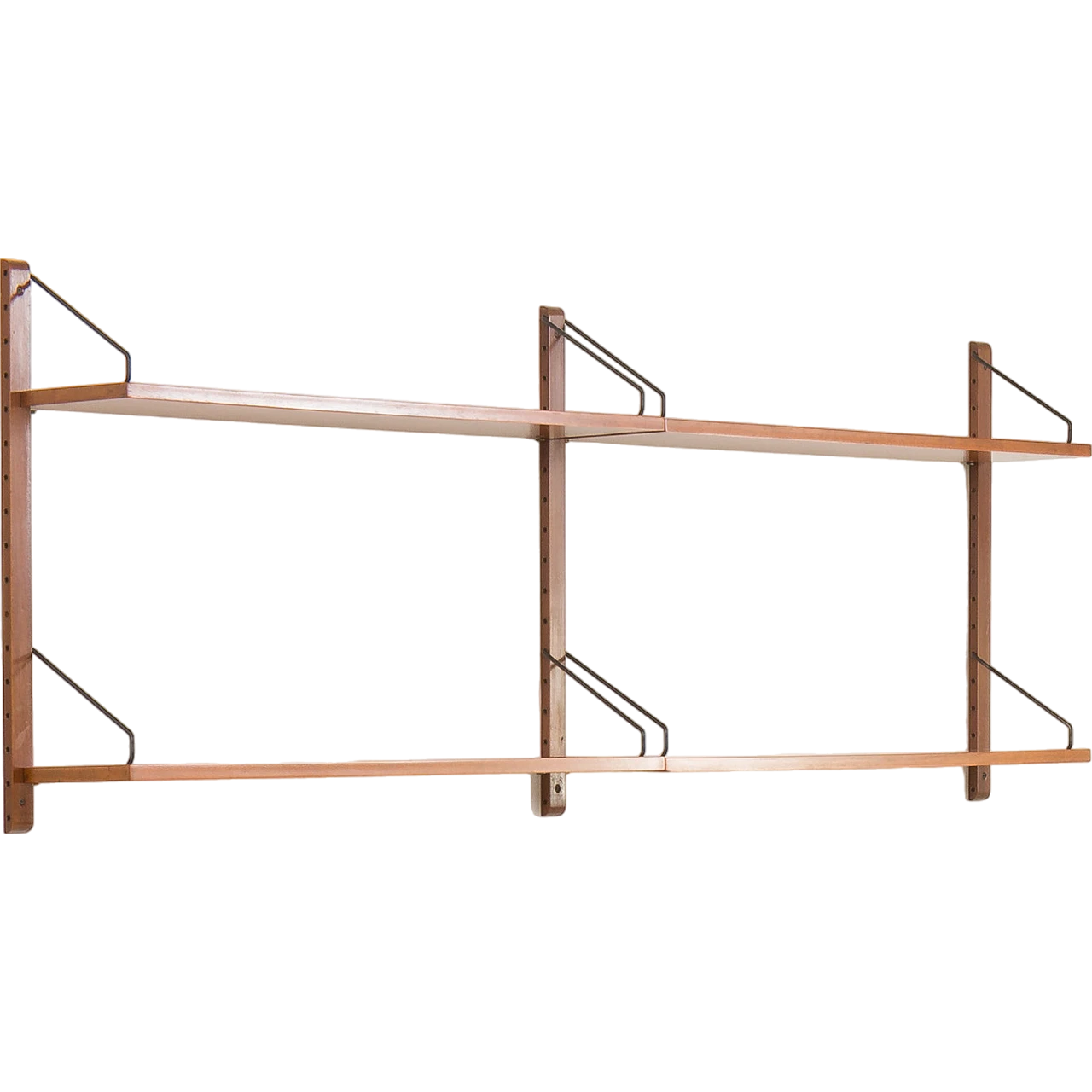 Two bay shelving wall unit in teak in Cadovius style, 1970s 11