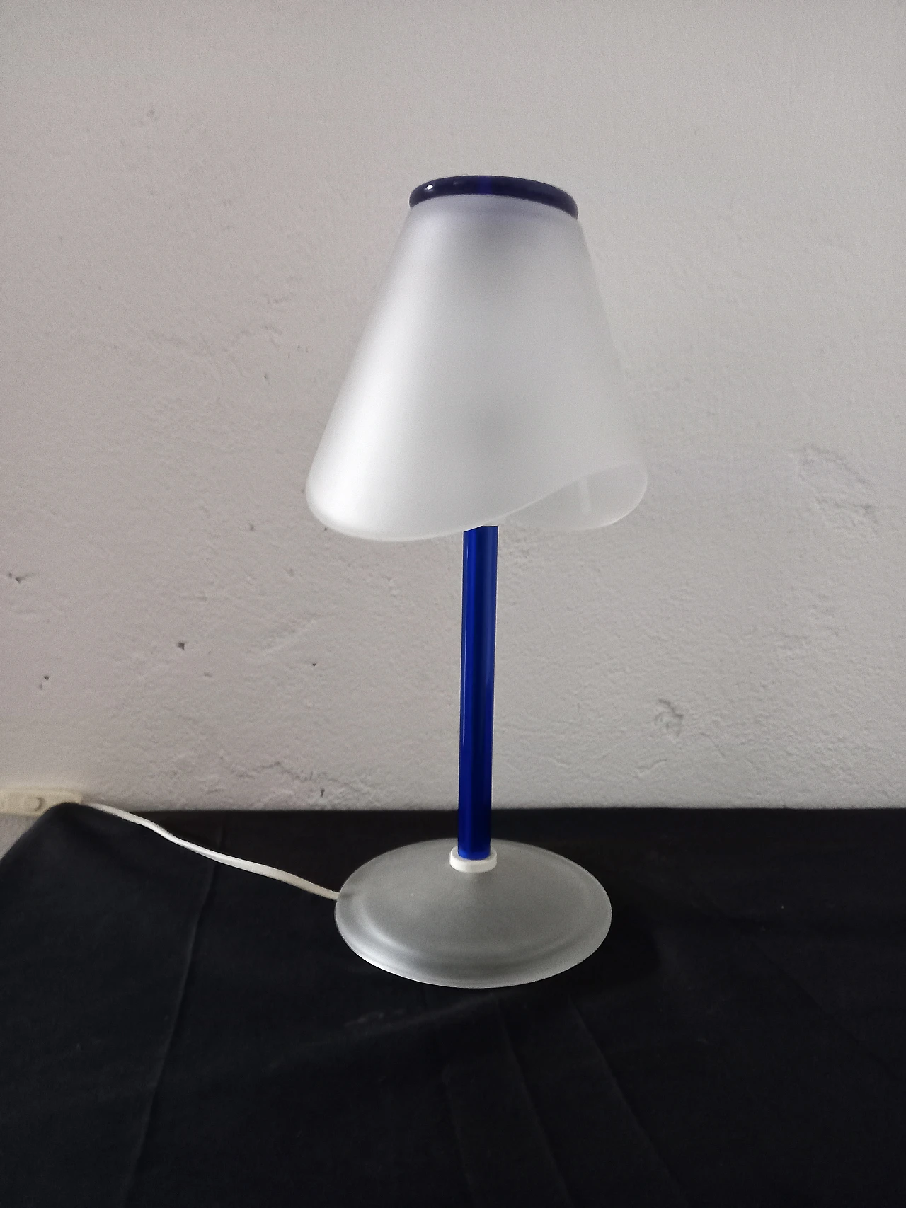 Blue and white Murano glass table lamp by Itre, 1990s 1