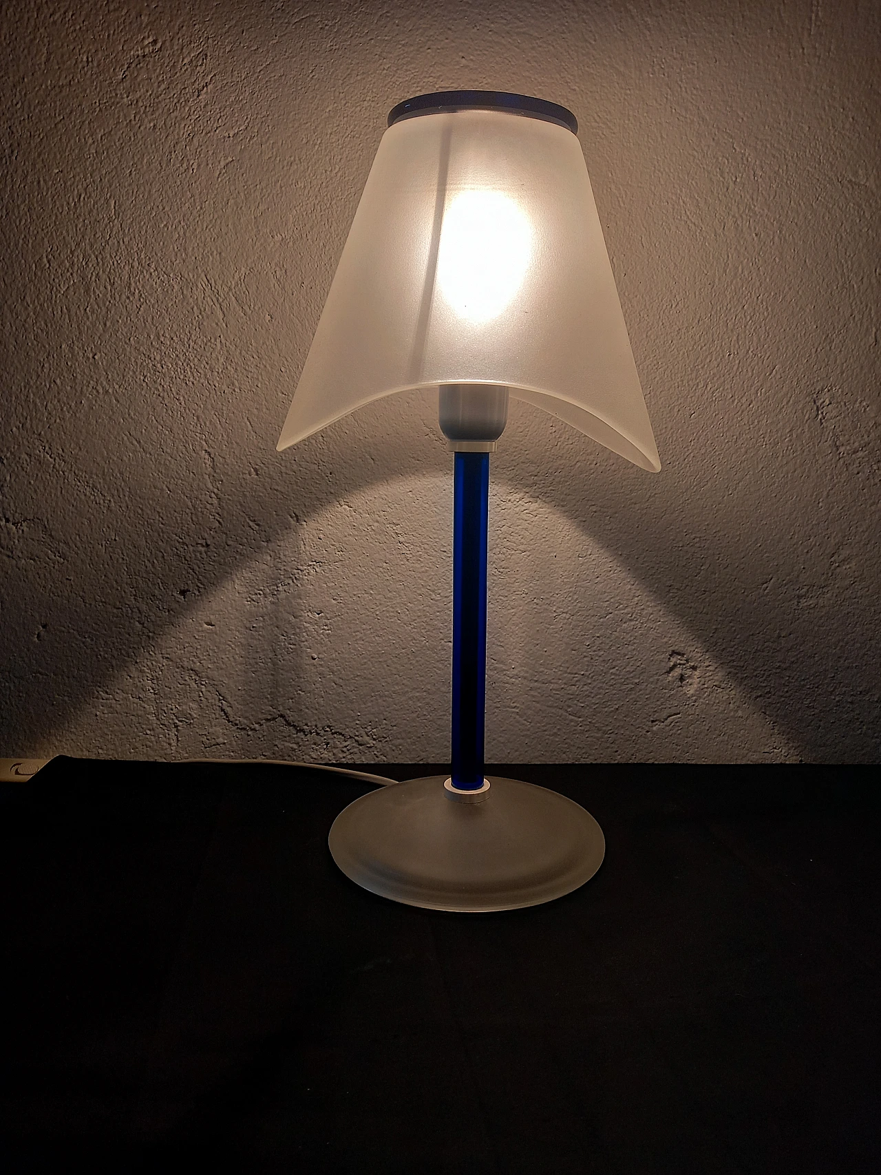 Blue and white Murano glass table lamp by Itre, 1990s 3