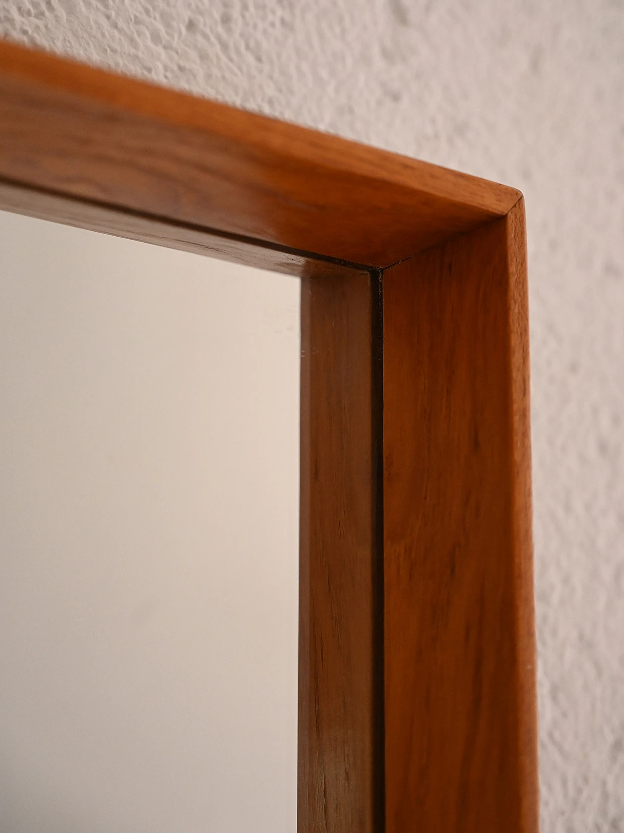 Specchio da parete rettangolare con cornice in teak, anni '60 2