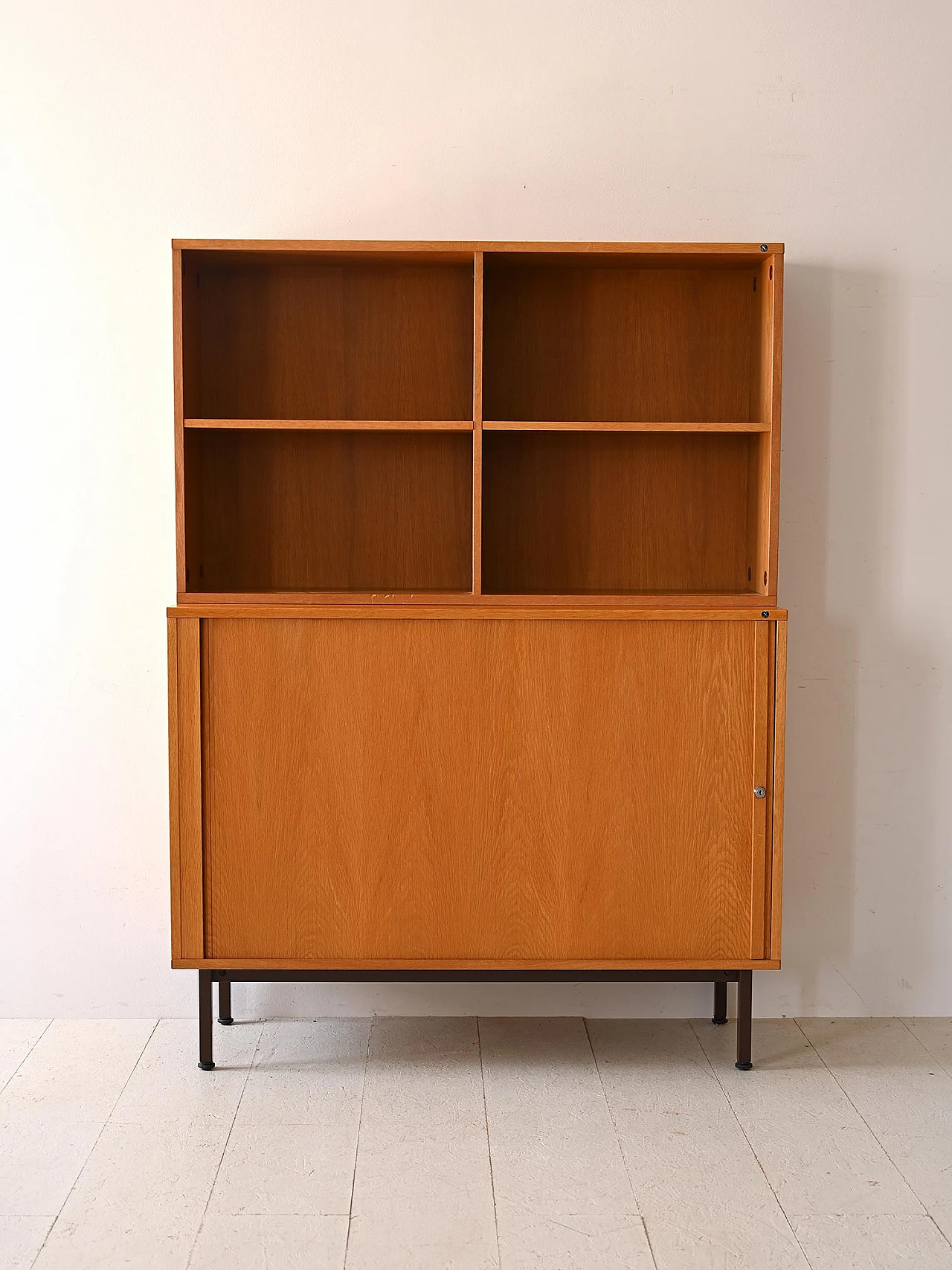 Oak office cabinet with metal legs, 1960s 2