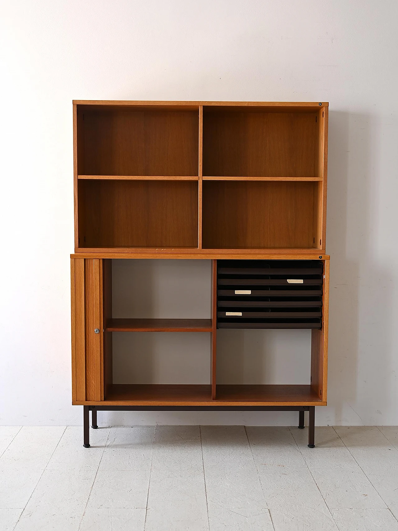 Oak office cabinet with metal legs, 1960s 3