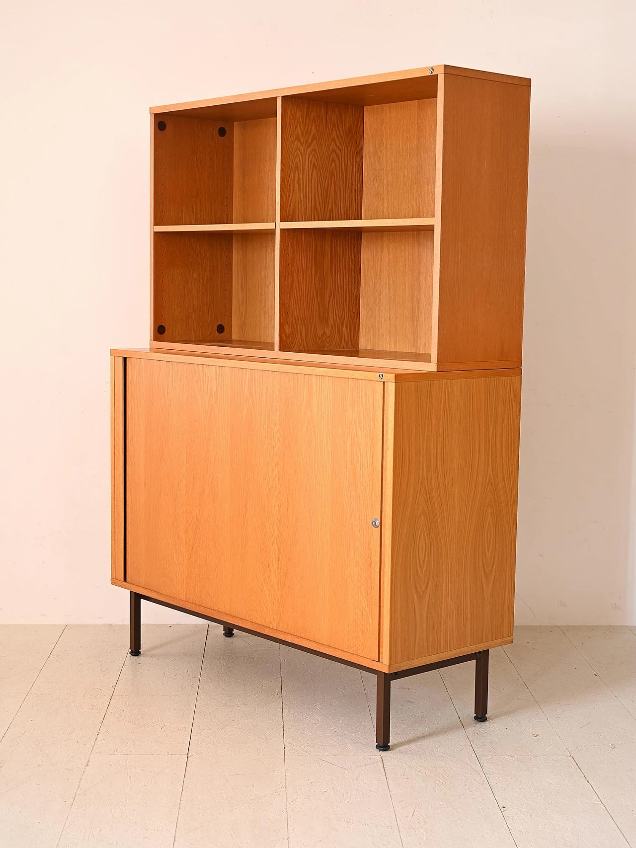 Oak office cabinet with metal legs, 1960s 5