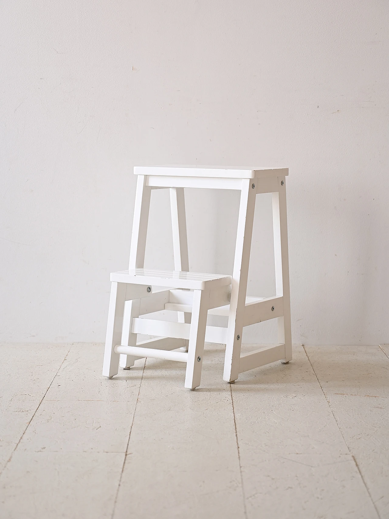 Ladder-stool in white painted wood, 1960s 1