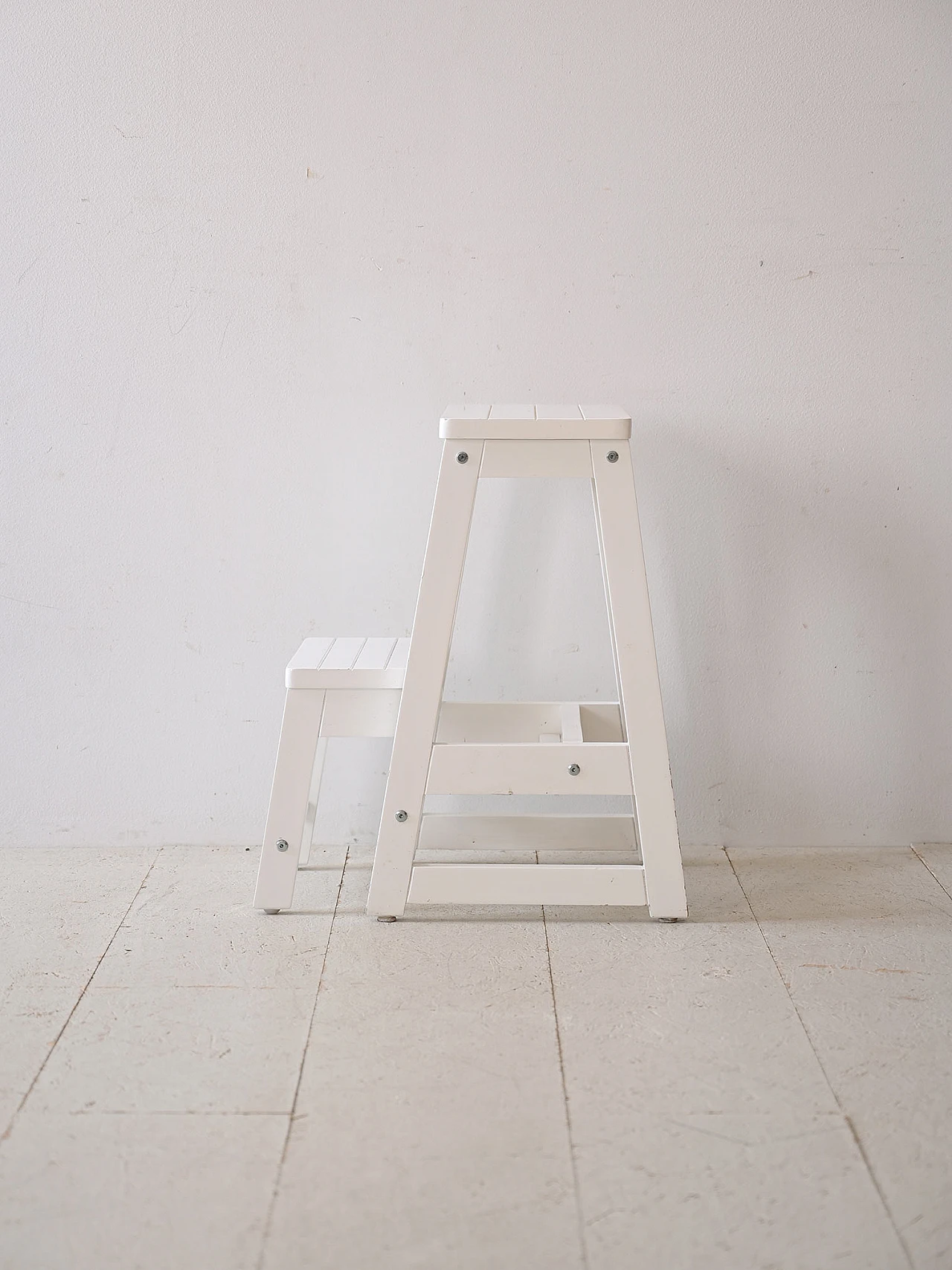 Ladder-stool in white painted wood, 1960s 2