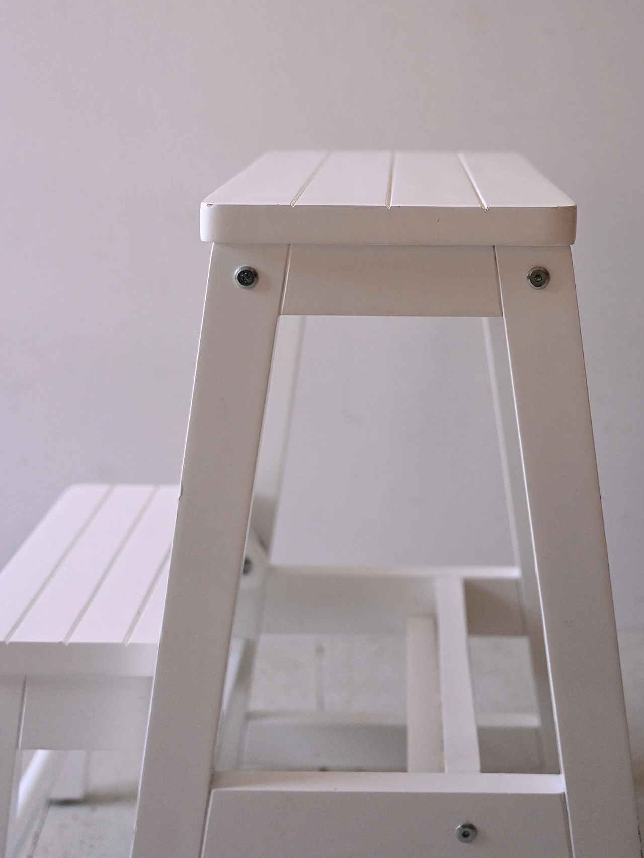 Ladder-stool in white painted wood, 1960s 7