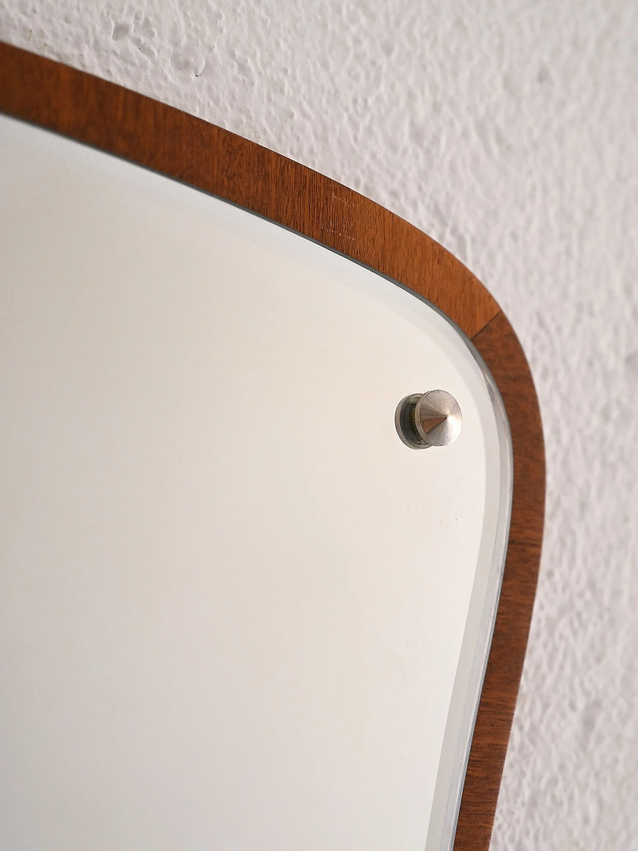 Specchio con cornice curva in legno, anni '60 2