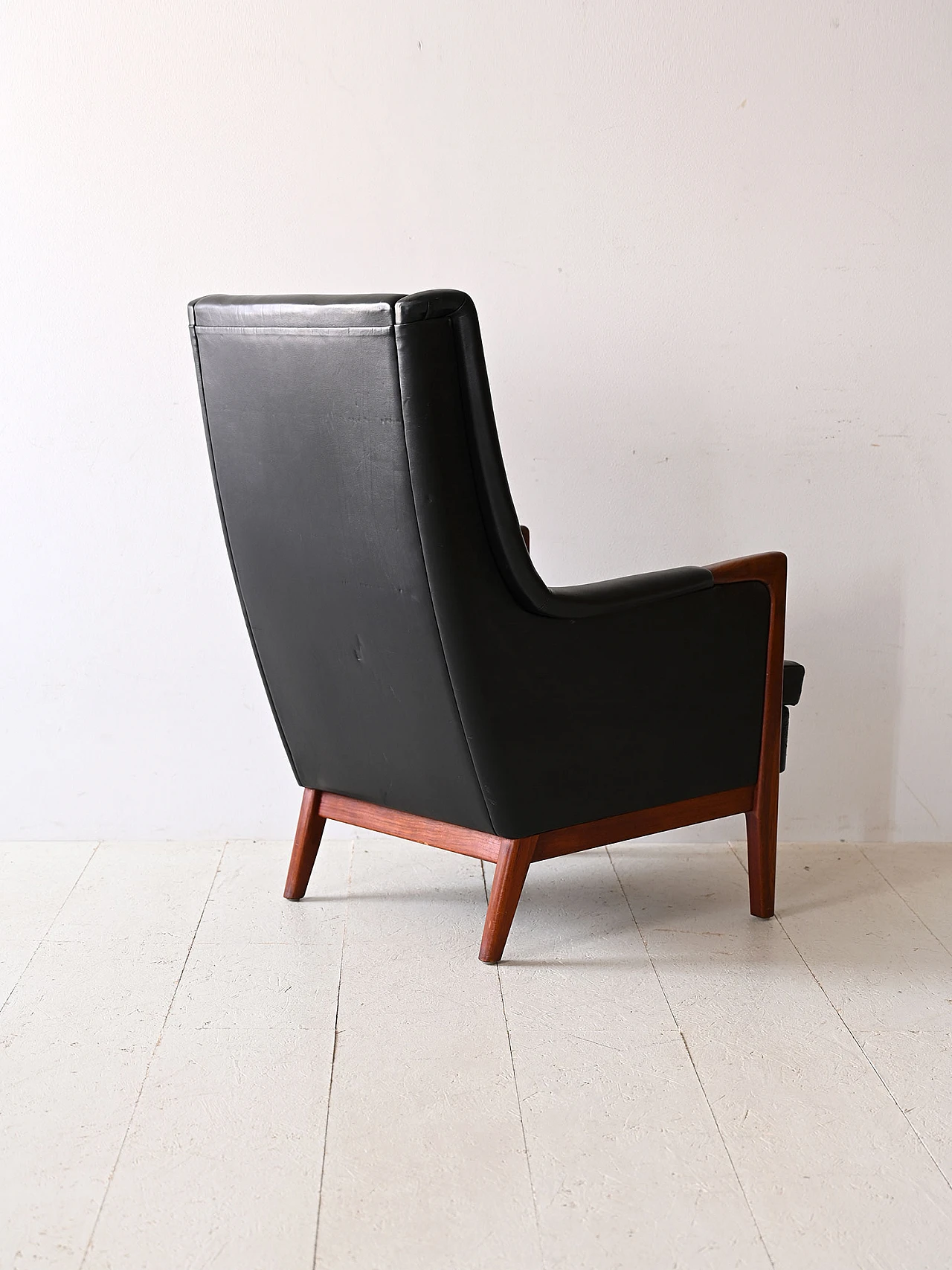 Wood and leatherette armchair by Karl Erik Ekselius, 1960s 3