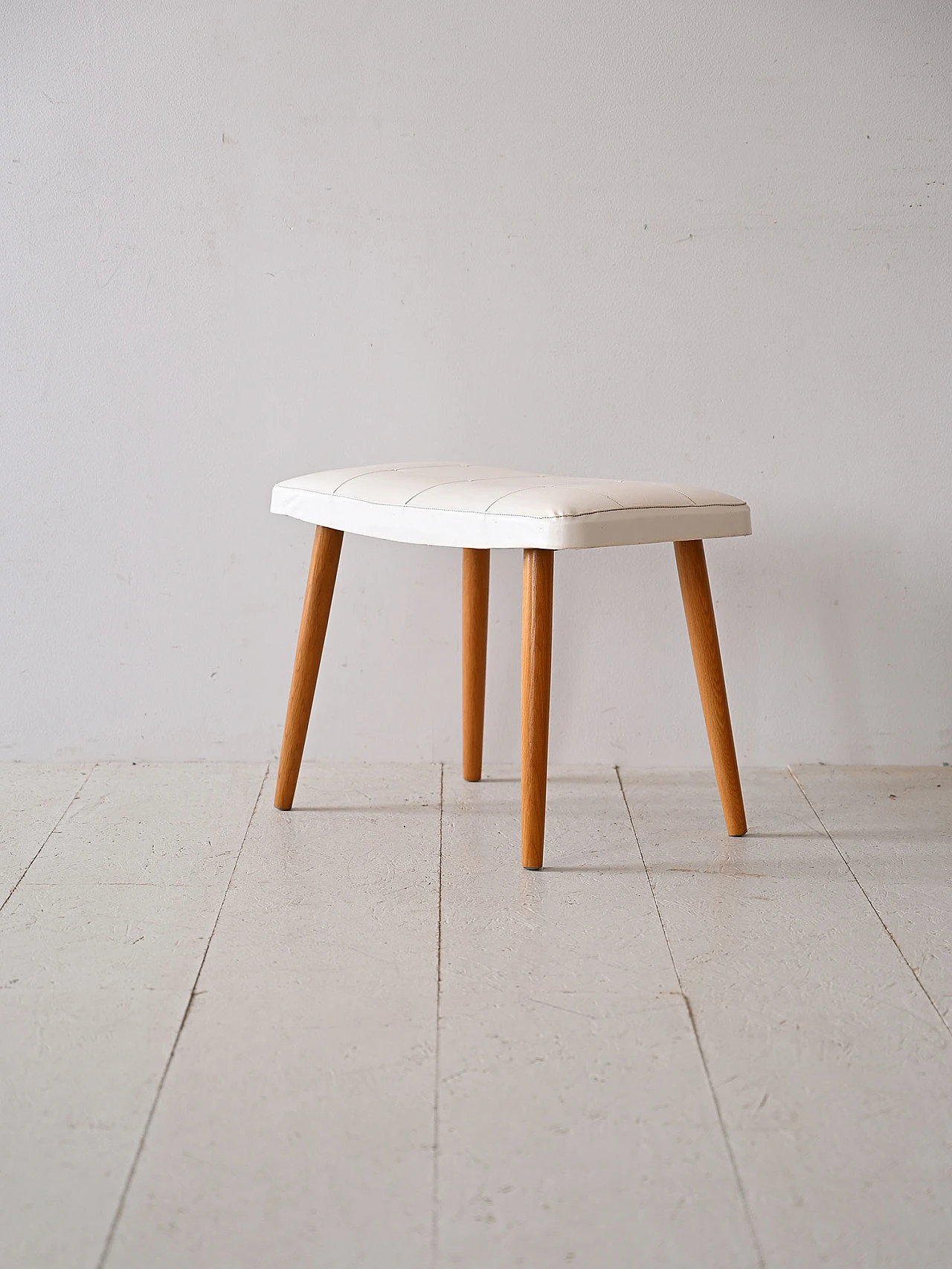 Birch stool with upholstered seat, 1960s 2