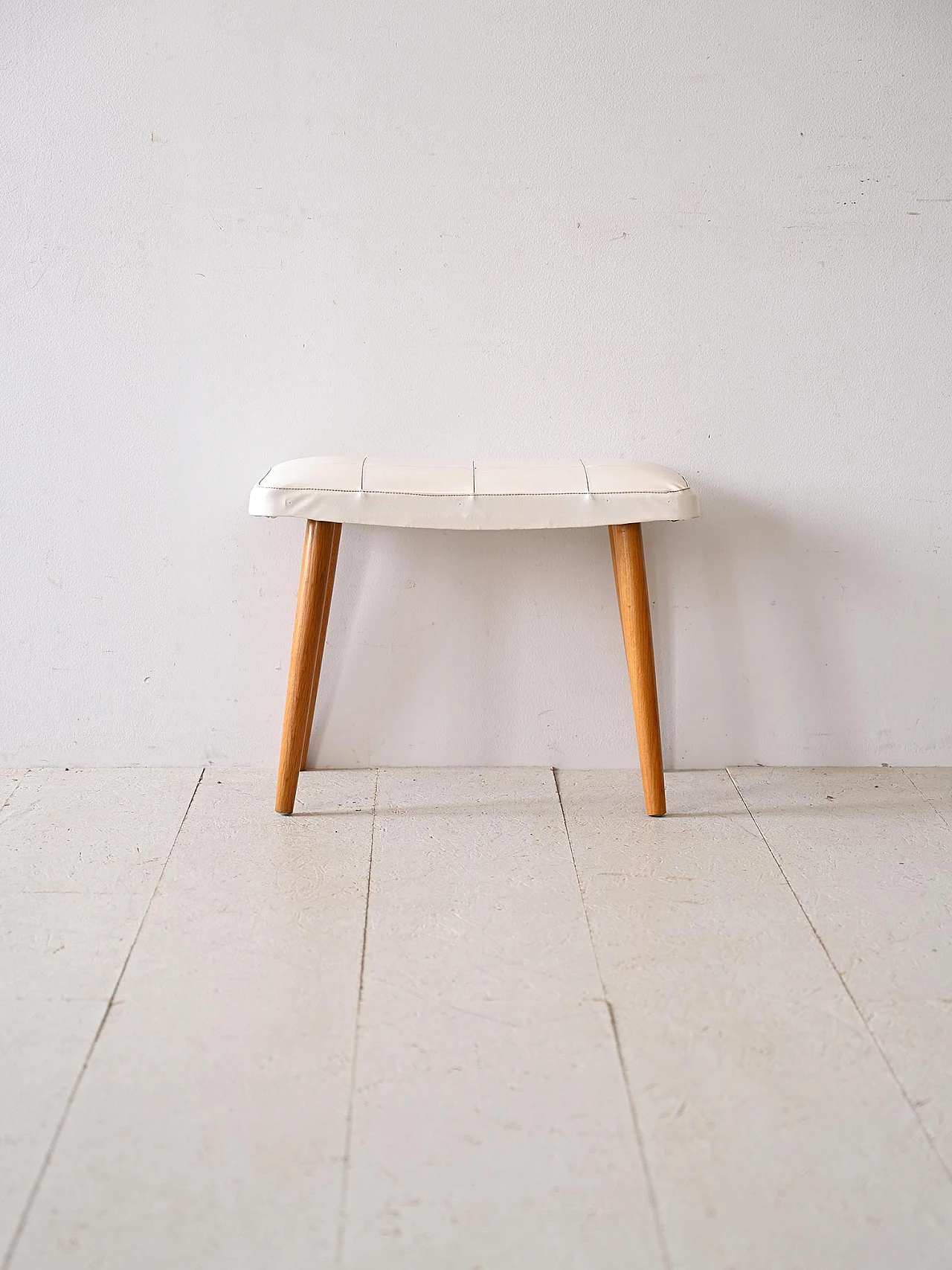 Birch stool with upholstered seat, 1960s 3