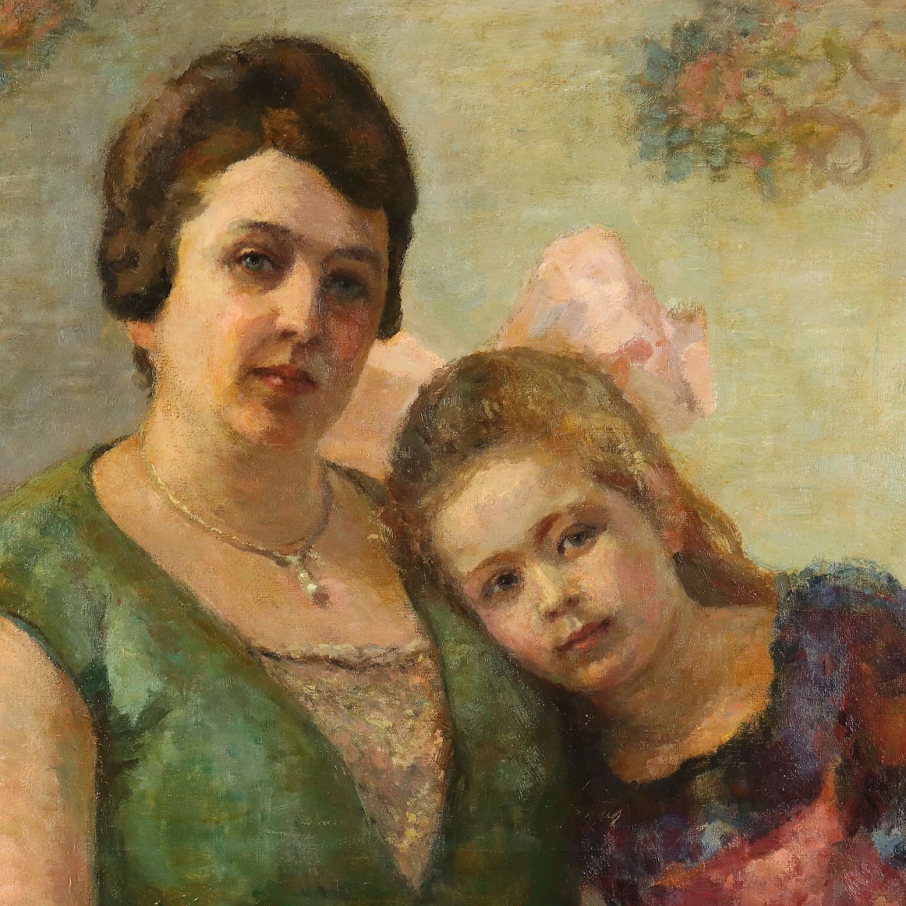 Portrait of mother with daughter, oil on canvas 3