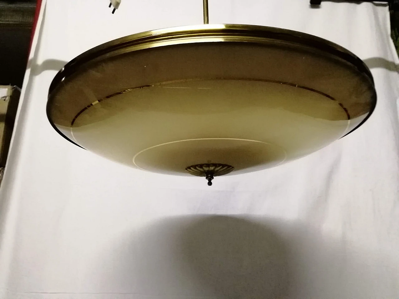 Lampadario in metallo e vetro di Gio Ponti, anni '50 1