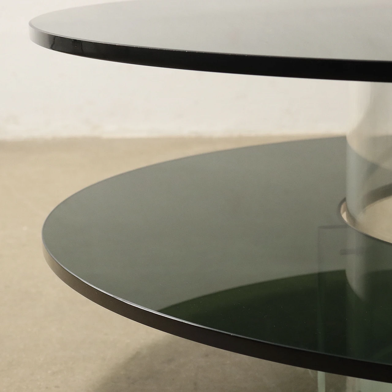 Coffee table with lamp in smoked glass and plexiglass, 1970s 6