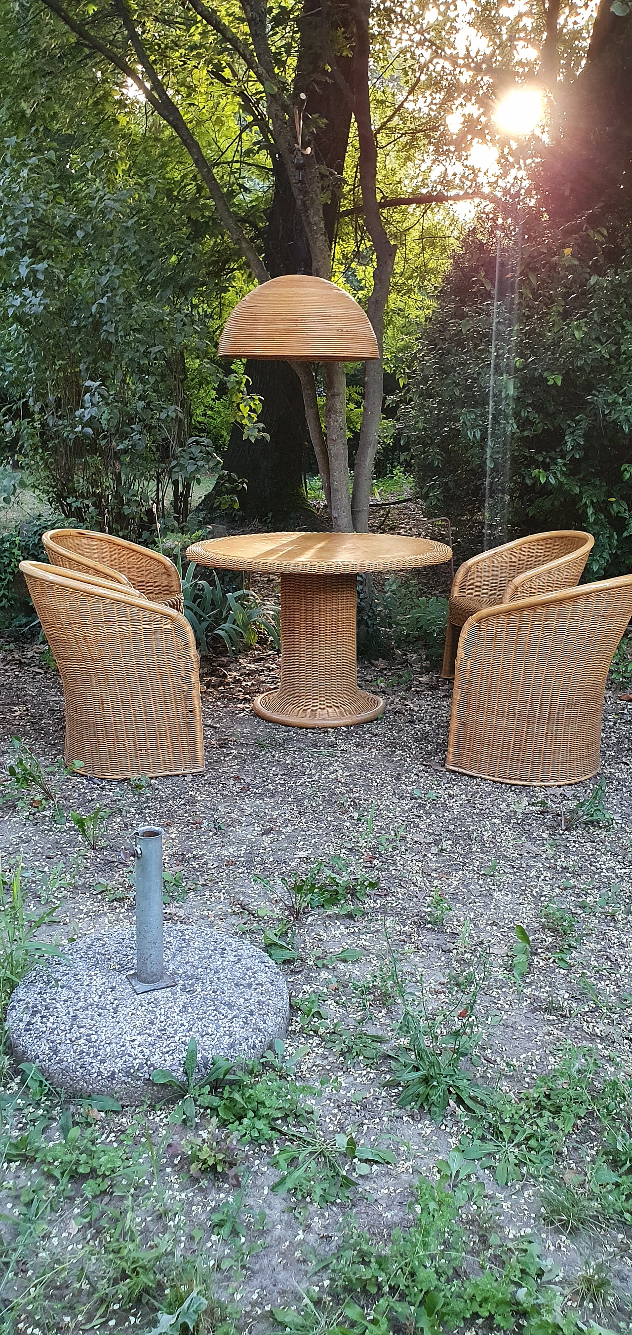 4 Wicker armchairs and table, 1960s 9