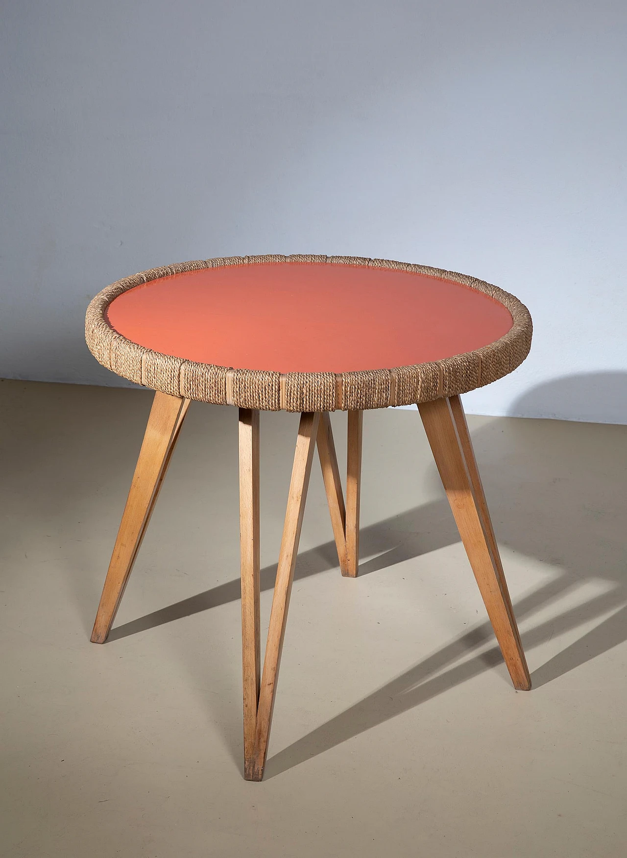 Coffee table in laquered wood and rope by Augusto Romano, 1940s 2