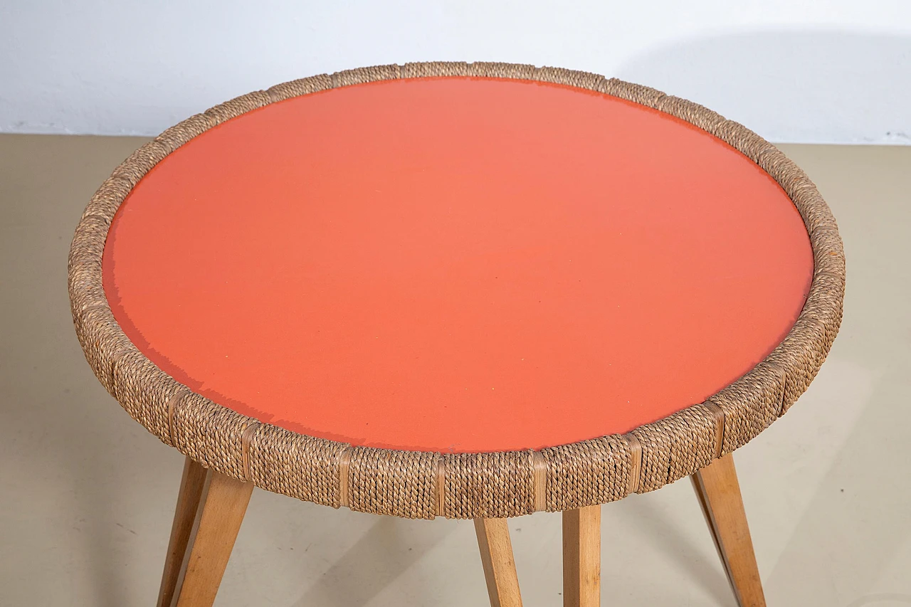 Coffee table in laquered wood and rope by Augusto Romano, 1940s 3