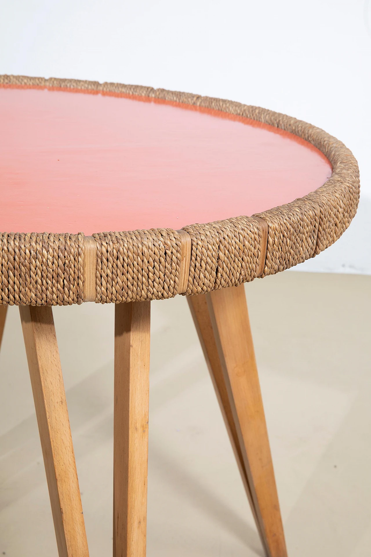 Coffee table in laquered wood and rope by Augusto Romano, 1940s 4