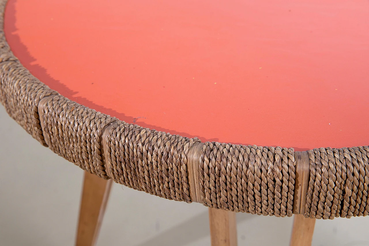 Coffee table in laquered wood and rope by Augusto Romano, 1940s 9