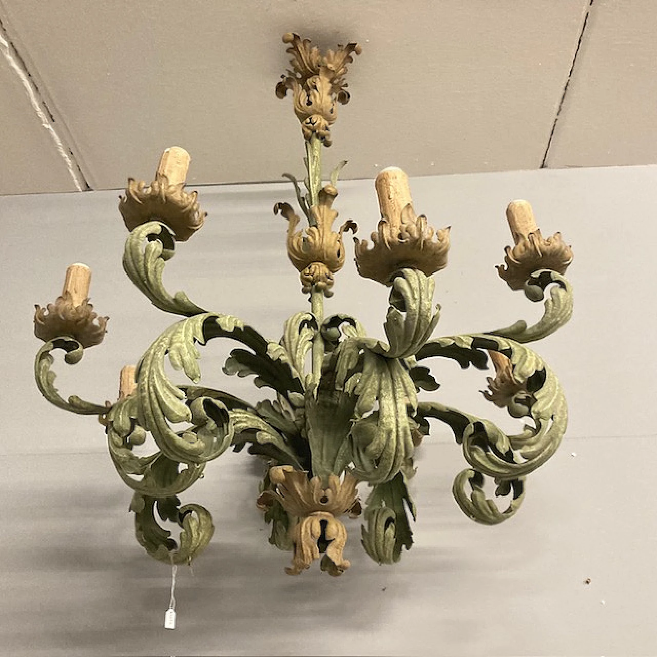 Eight-light wrought iron chandelier, late 19th century 1