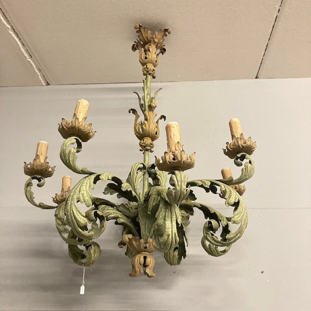 Eight-light wrought iron chandelier, late 19th century 3