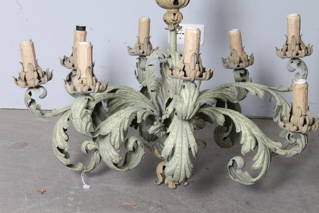 Eight-light wrought iron chandelier, late 19th century 12