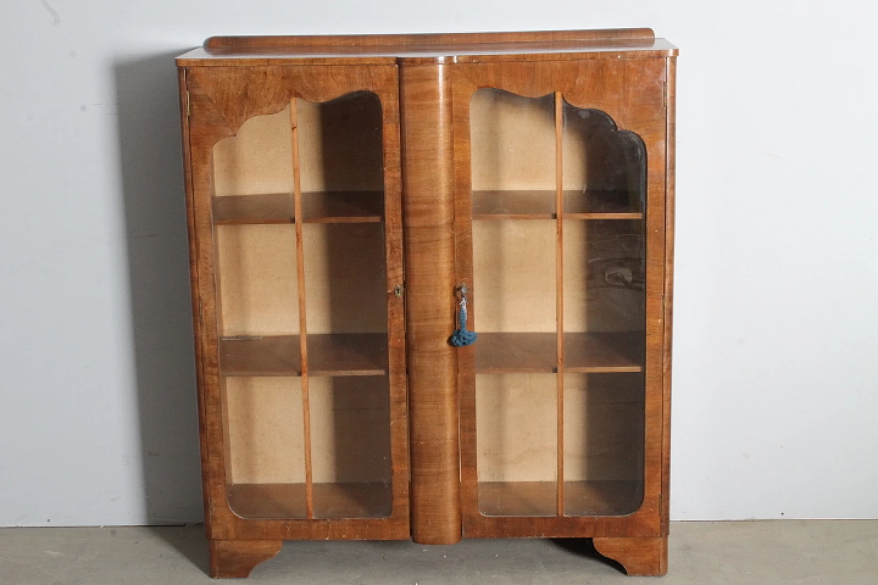 Art Deco walnut display, 1940s 11