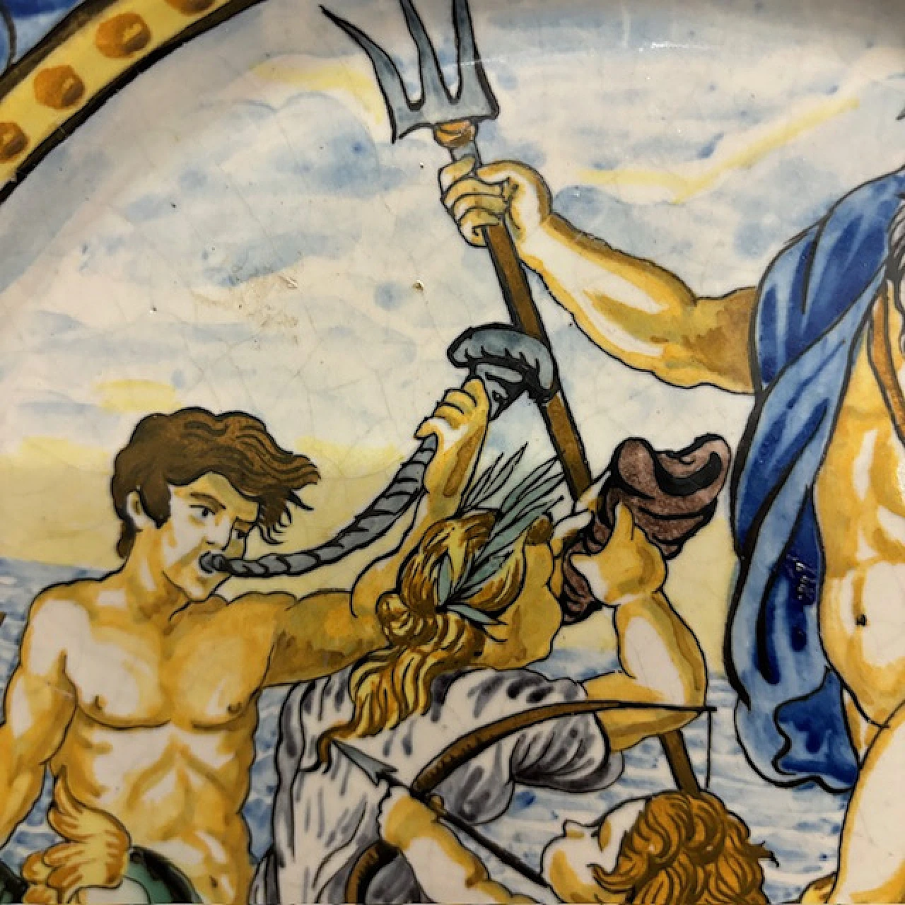 Majolica plate depicting Neptune by Carlo Mollica, 19th century 20