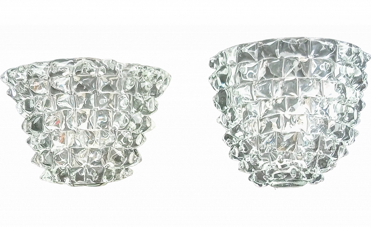 Pair of rostrato Murano glass wall lamps, 1950s 13