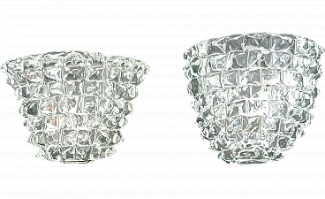 Pair of rostrato Murano glass wall lamps, 1950s