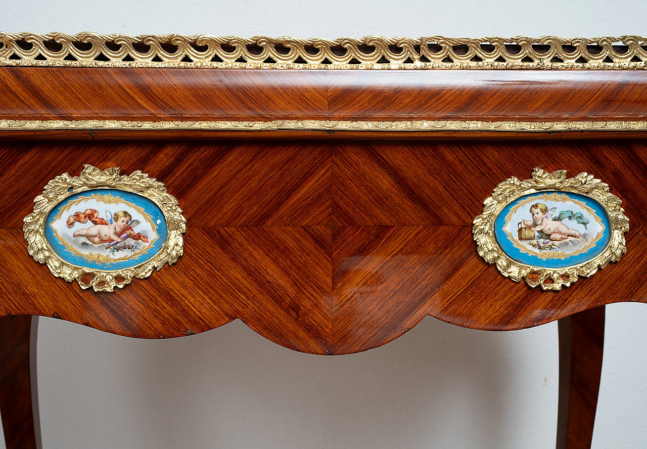 Napoleon III planter in exotic wood and porcelain, 19th century 5