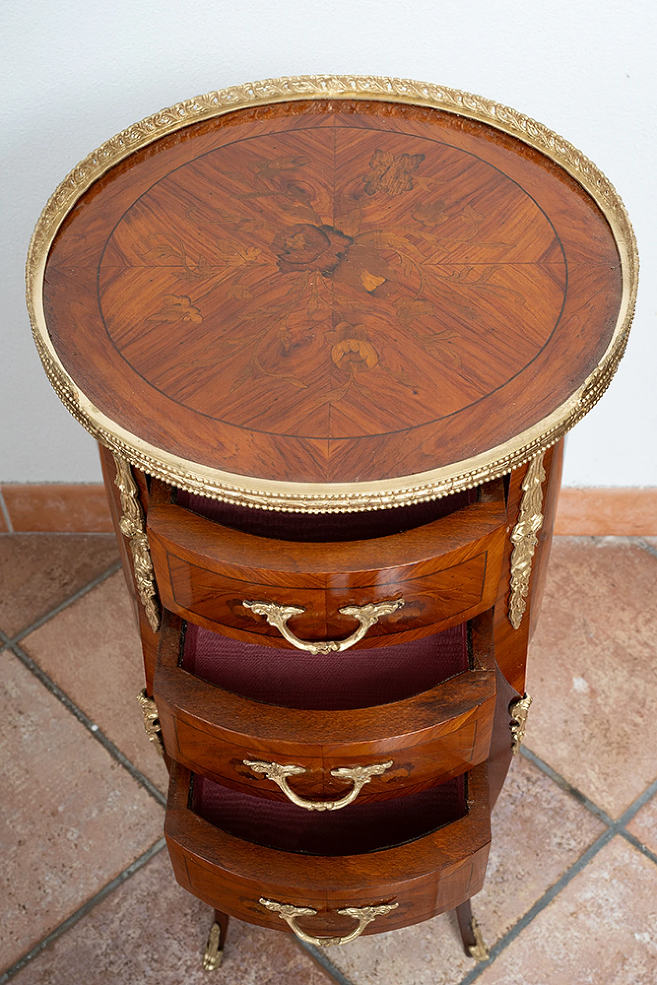 Napoleon III bedside table in exotic precious wood, early 20th century 2