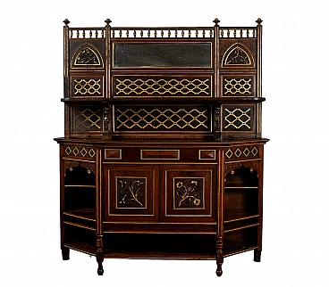 Art Nouveau laquered fir wood sideboard with geometric inlays