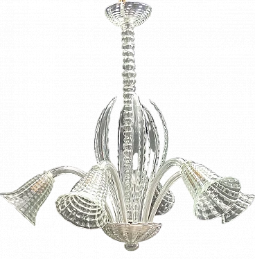 Six-light Murano glass chandelier, 1950s