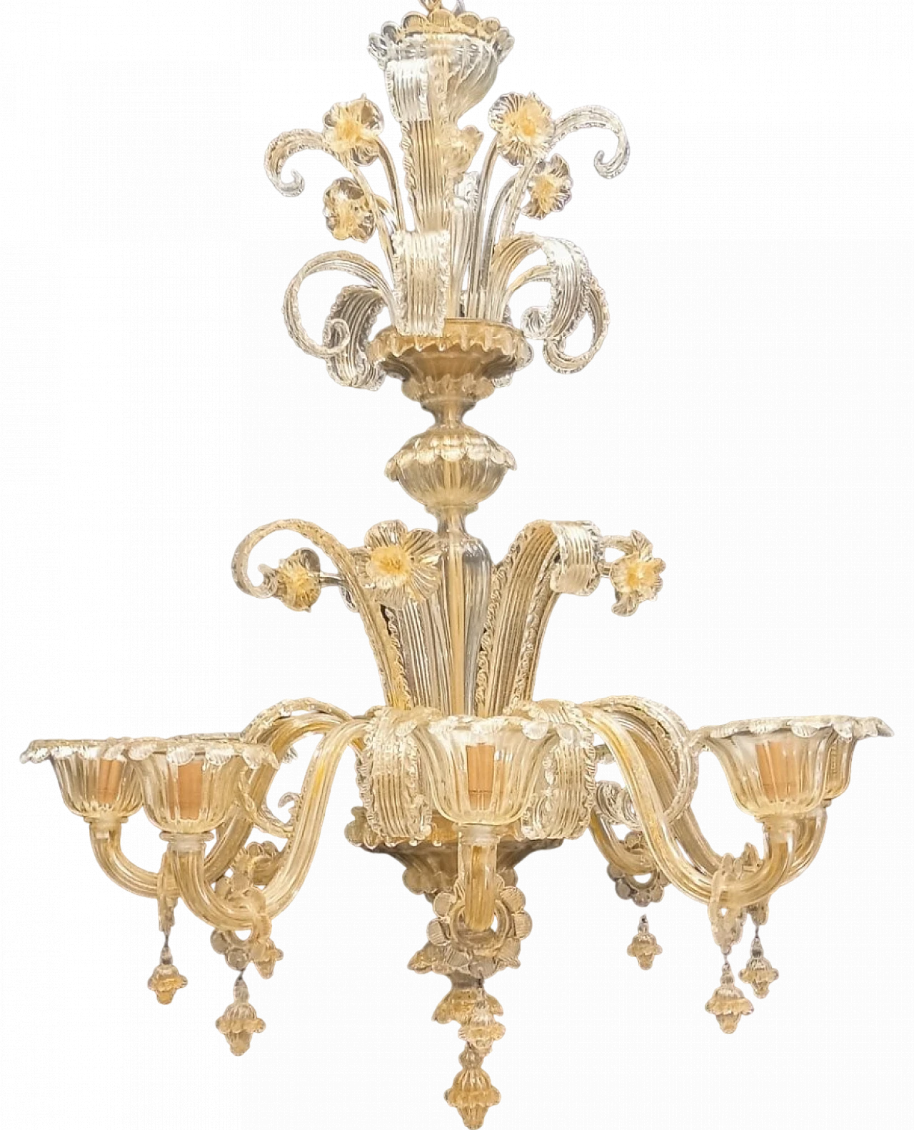 Murano glass chandelier in gold leaf, 1970s 19