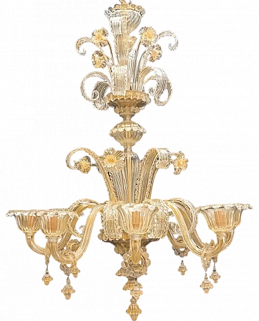 Murano glass chandelier in gold leaf, 1970s