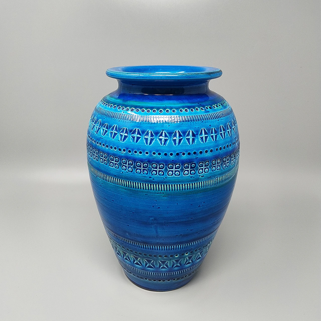 Blue Rimini vase by Aldo Londi for Bitossi, 1960s 3