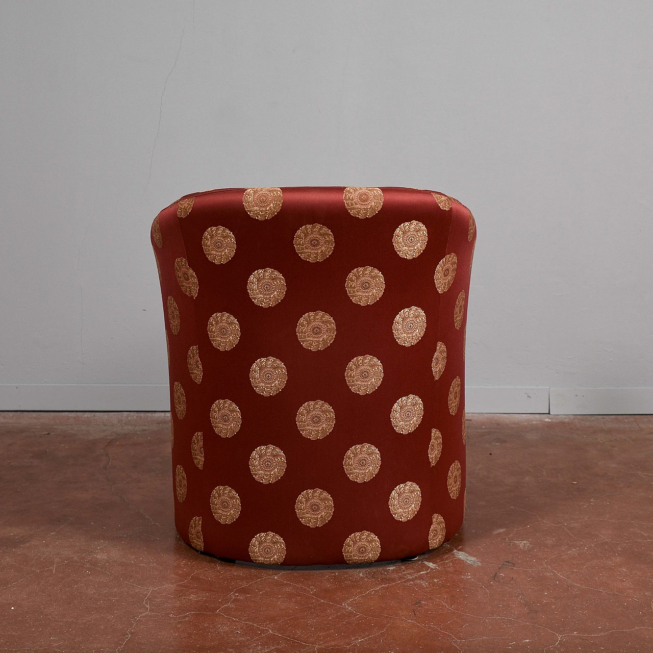 Cockpit armchair upholstered in red fabric with medallion print, 1990s 5