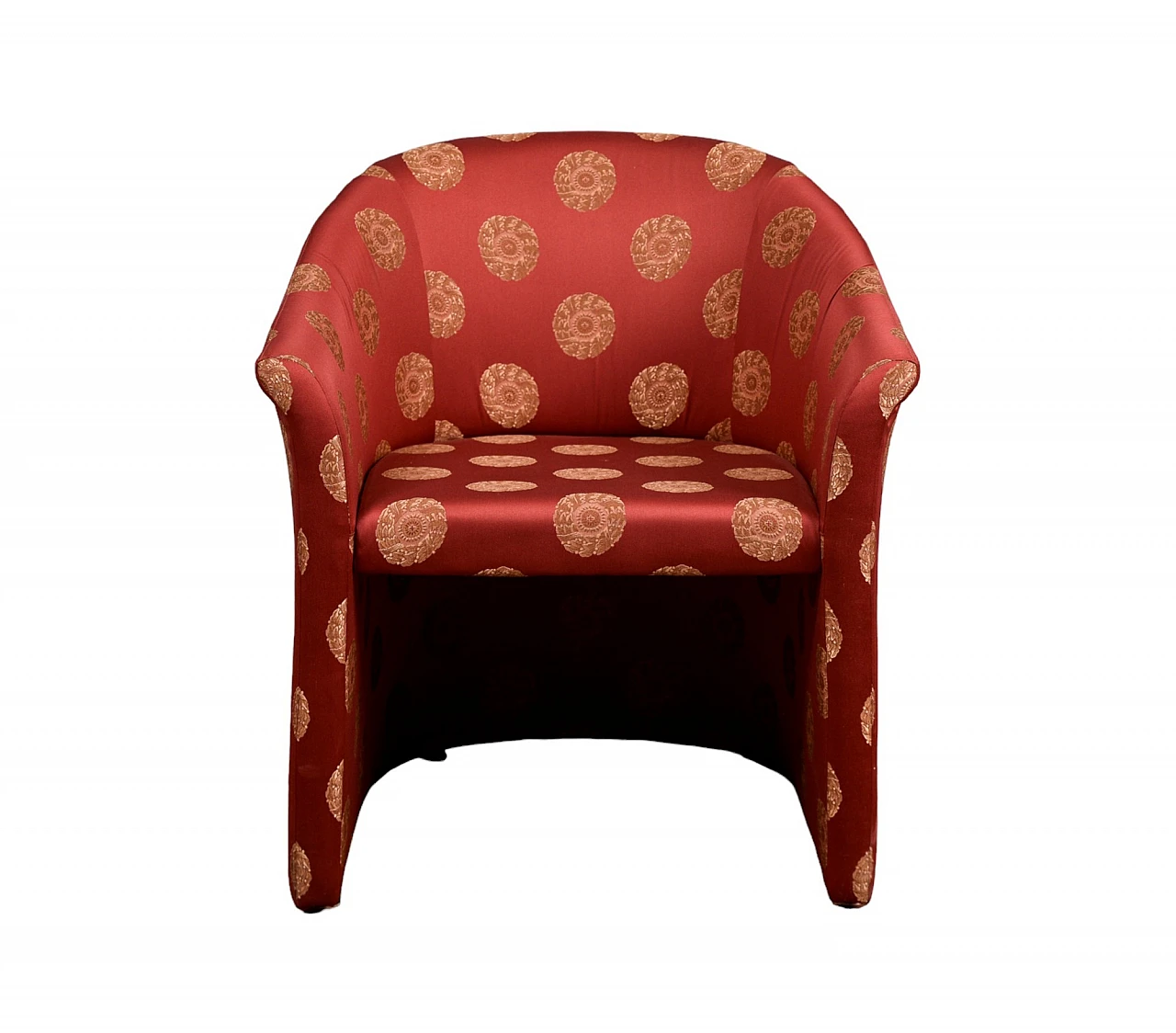 Cockpit armchair upholstered in red fabric with medallion print, 1990s 9