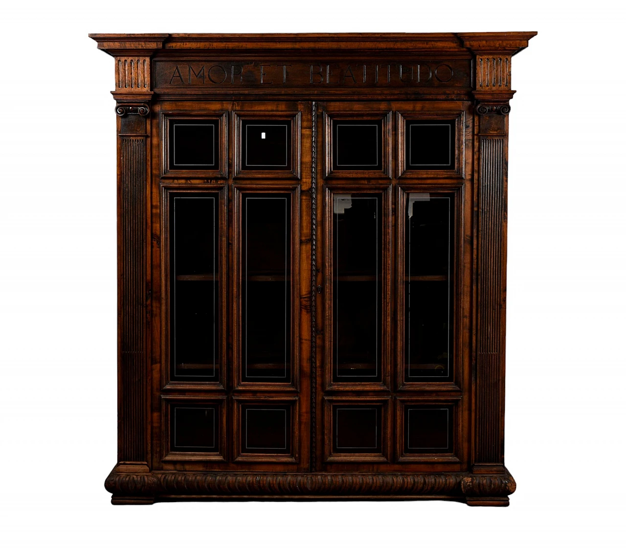 Neoclassical style showcase with bookshelf in wood & glass 9