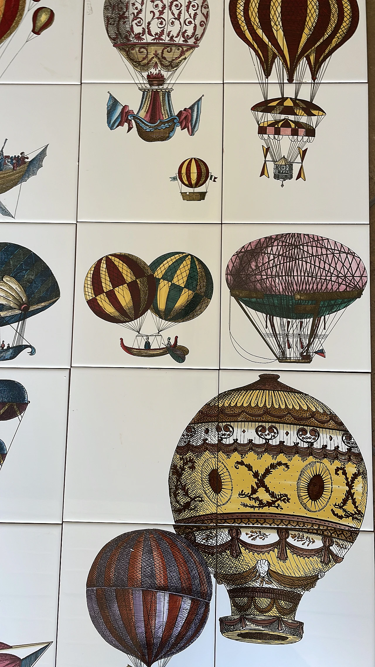 24 Ceramic Flying Machines tiles by Fornasetti, 2000s 7