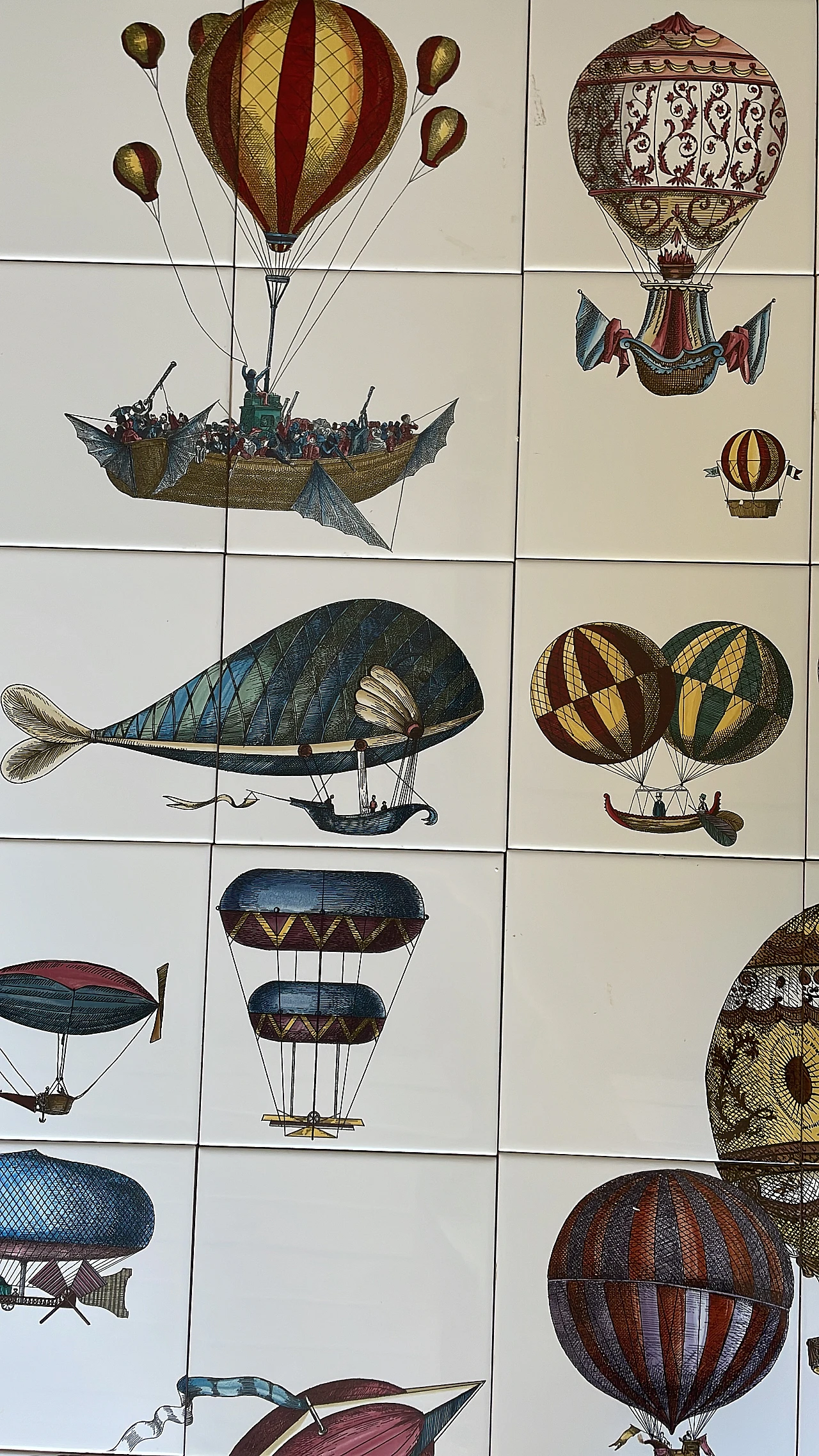 24 Ceramic Flying Machines tiles by Fornasetti, 2000s 8