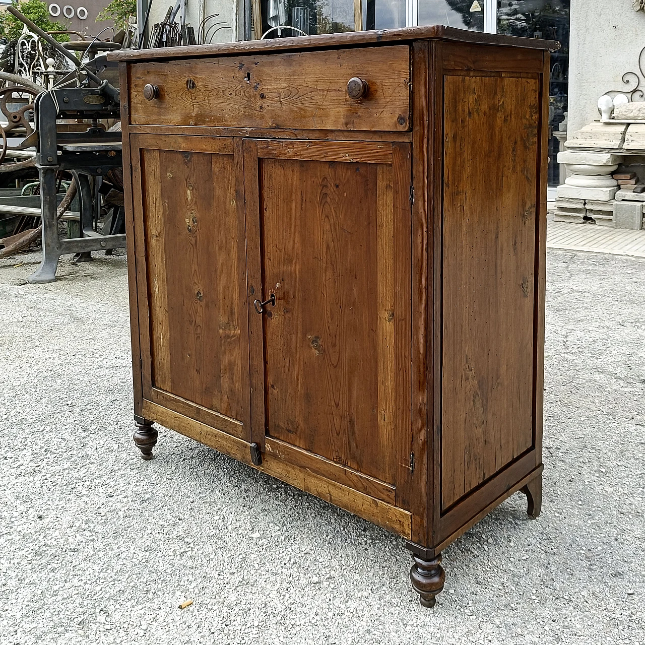 Credenza a 2 ante con cassetto in abete massello, '800 3