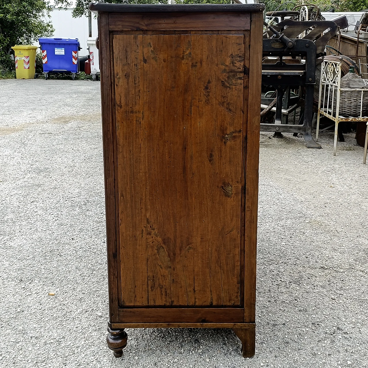 Credenza a 2 ante con cassetto in abete massello, '800 4