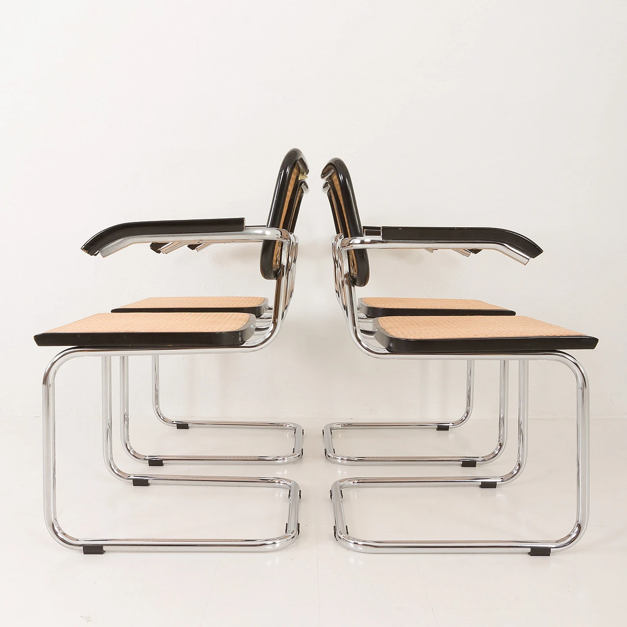 4 Cesca chairs in cane, beech & steel by M. Breuer for Gavina, 1980s 7