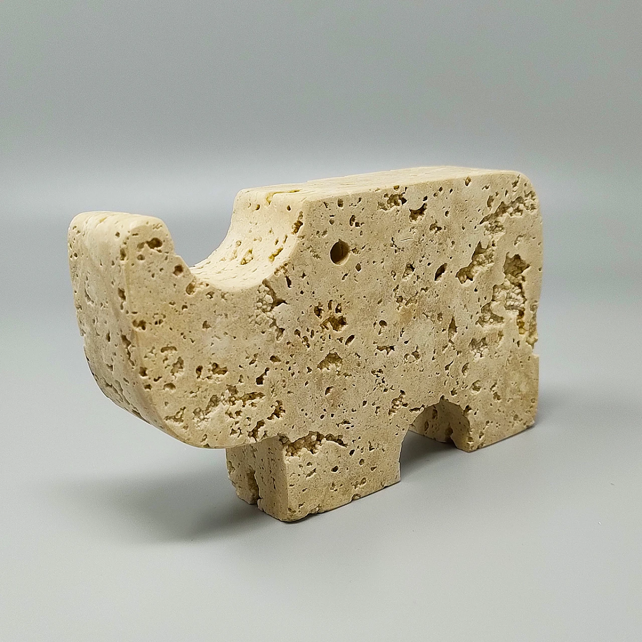 Travertine rhinoceros by Enzo Mari for F.lli Mannelli, 1970s 5