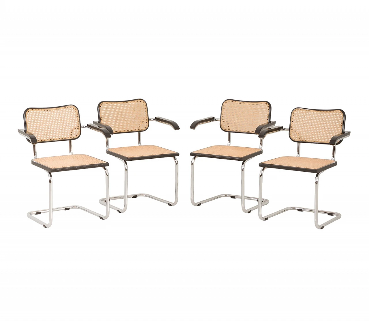 4 Cesca chairs in cane, beech & steel by M. Breuer for Gavina, 1980s 21